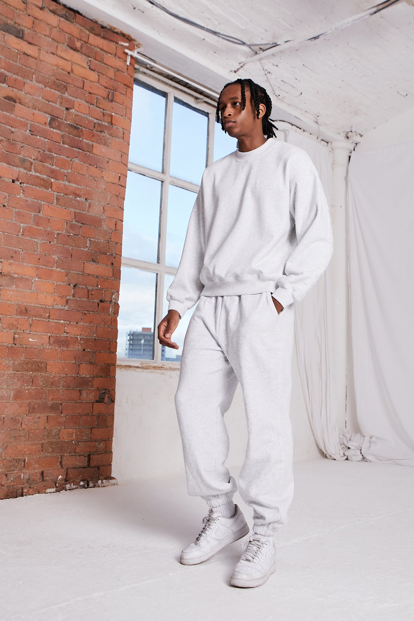 Grey Marl Drawstring Waist Unisex Joggers