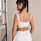 Cream Double Strap Logo Detail Crop Top