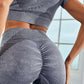 Grey Acid Wash Seamless Ruched Bum Shorts