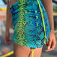 Green Snake Drawstring Mini Skirt