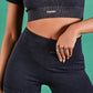 Charcoal Blue Acid Wash Seamless Ruched Bum Shorts