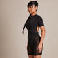 Black High Neck Mesh Panelled Unitard Playsuit