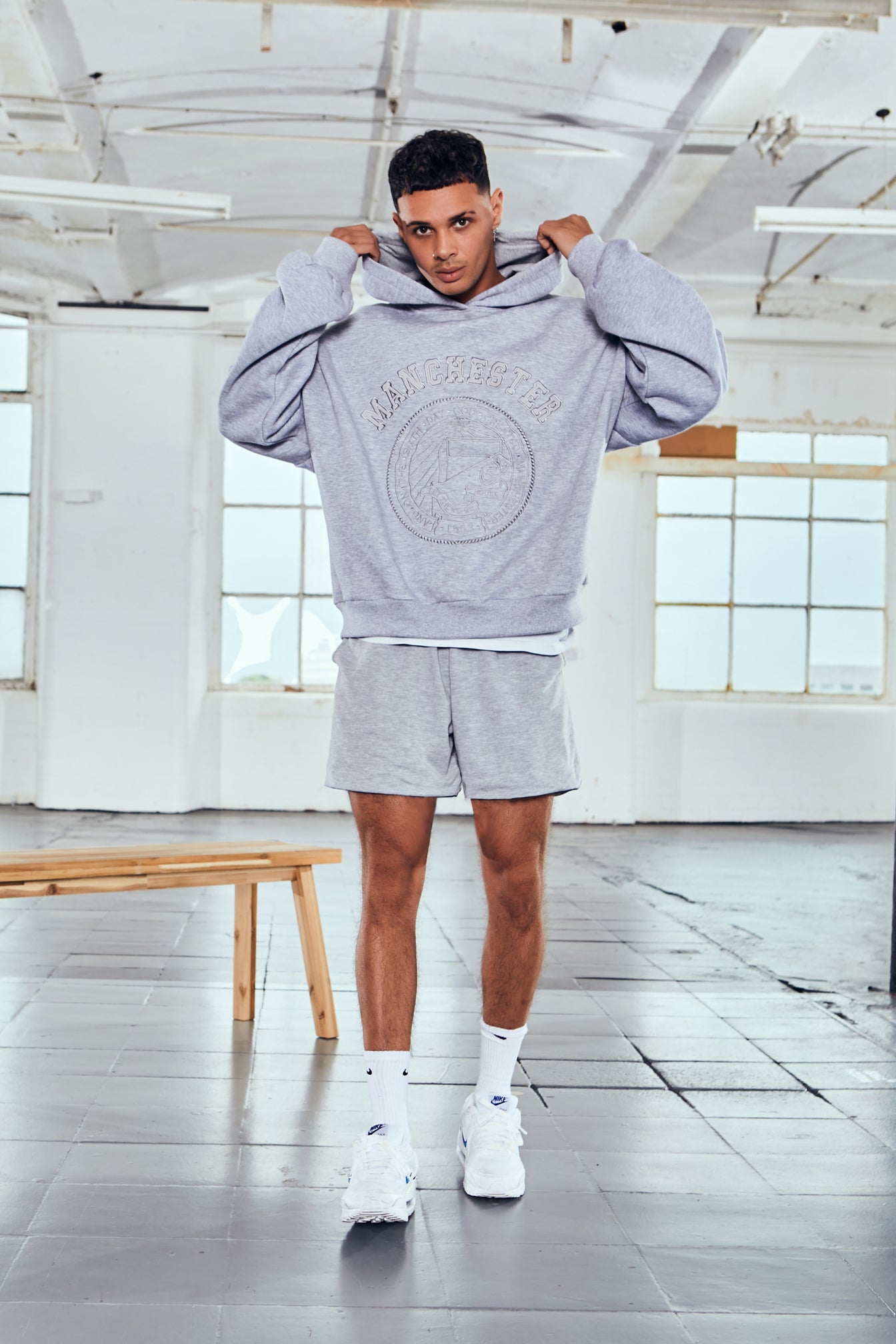 Grey Colored Manchester Oversized Unisex Hoodie 