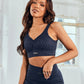 Charcoal Blue Acid Wash Seamless Padded Sports Bra