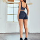 Charcoal Blue Seamless Ruched Bum Shorts