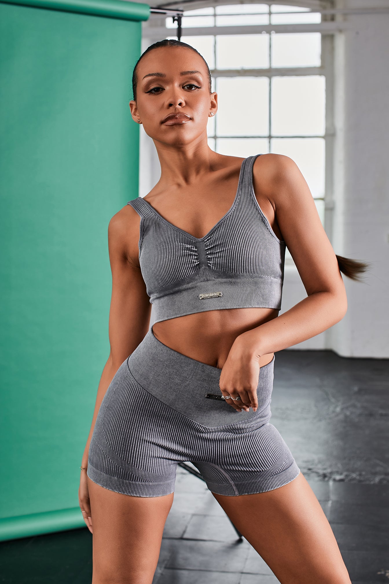 Take Charge Seamless Sweetheart Neckline Sports Bra In Washed