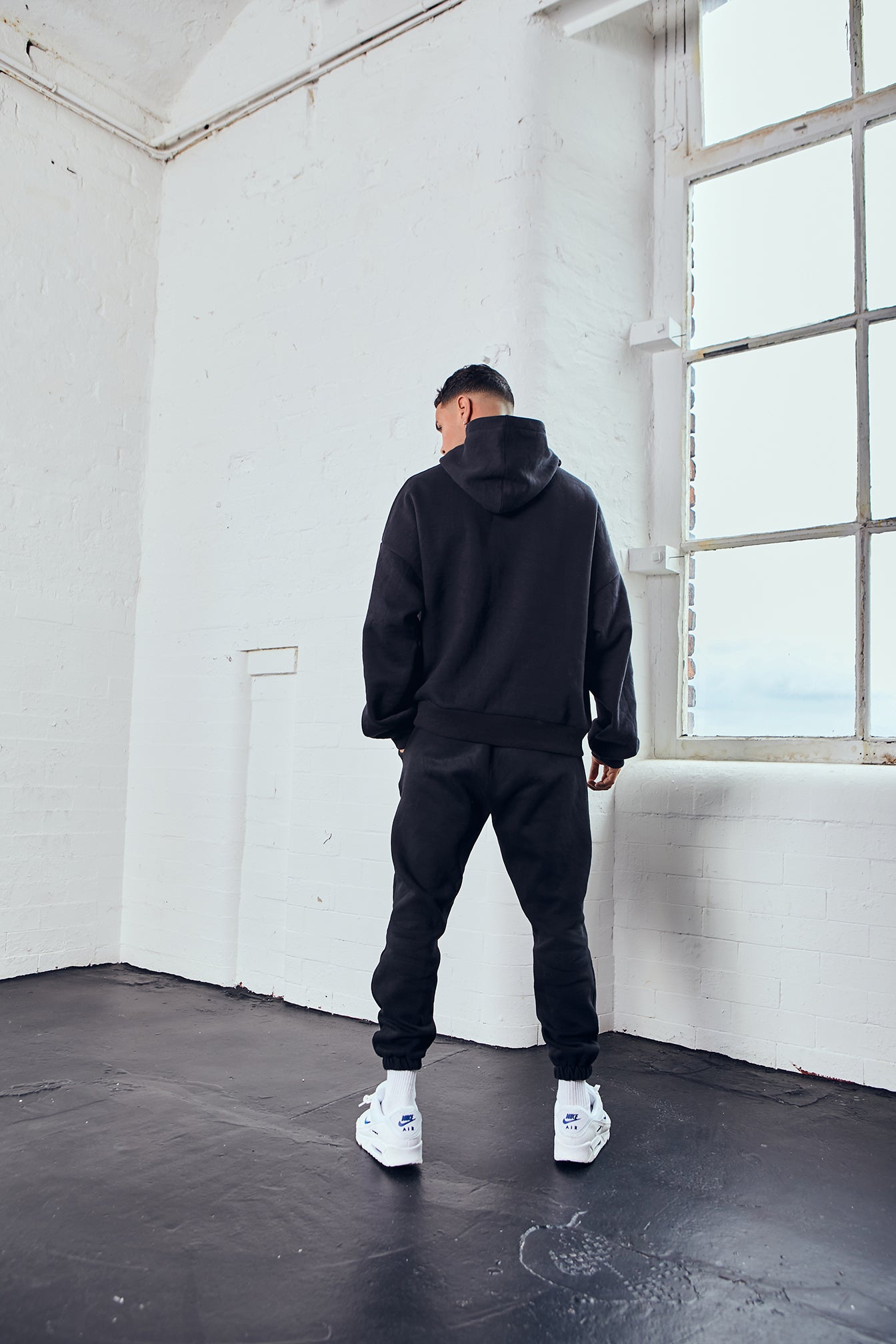 Black Embroidered Manchester Oversized Hoodie