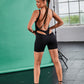 Black Backless Unitard Playsuit